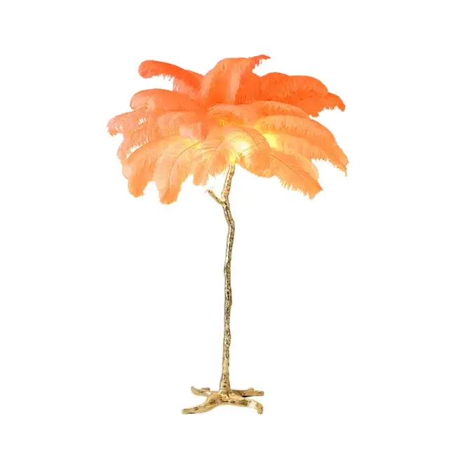 Lampe sur pied LED en plumes d'autruche, style nordique moderne et luxueux, pour salon, chambre à co