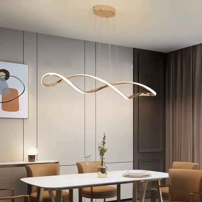 Lustre LED Moderne avec Télécommande - Hauteur Réglable 92cm & Variateur d'Intensité - Éclairage de 