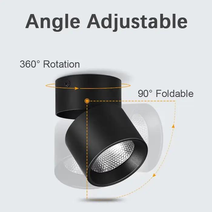 Downlight LED Dimmable Couleurs Pliable 360 °   Plafonnier Spot réglable 7W 10W 15W, projecteurs Led