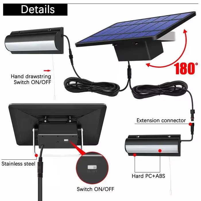 Lampe solaire suspendue avec interrupteur à fil nervuré, luminaire d'intérieur et d'extérieur, idéal
