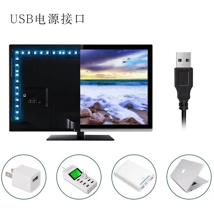 Bande lumineuse LED avec câble USB, lampe flexible, 3 touches de contrôle, 5V, 2835 m, 1m, 2m, 3m, 4