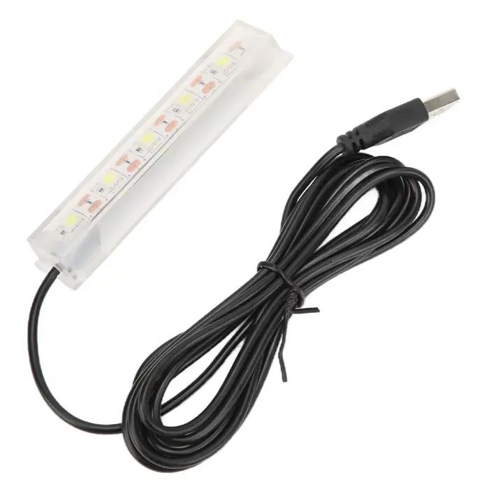 Lumière LED d'aquarium USB, lumière blanche légère en plastique pour plantes d'aquarium d'intérieur