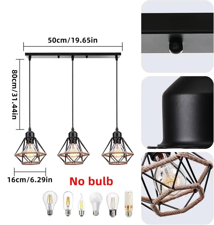 Lustre à 3 lumières, style industriel moderne, en fer peint, luminaire suspendu en forme de bande/di