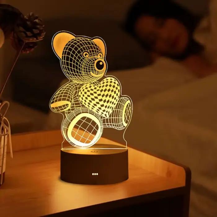 Amour romantique 3D acrylique lampe à LED pour la maison veilleuse pour enfants lampe de Table décor