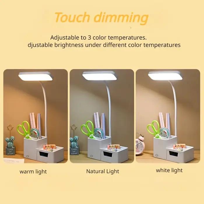 Lampe de Table Pliante Rechargeable à LED Tactile et à Intensité Réglable, Lumière de Lecture USB, P