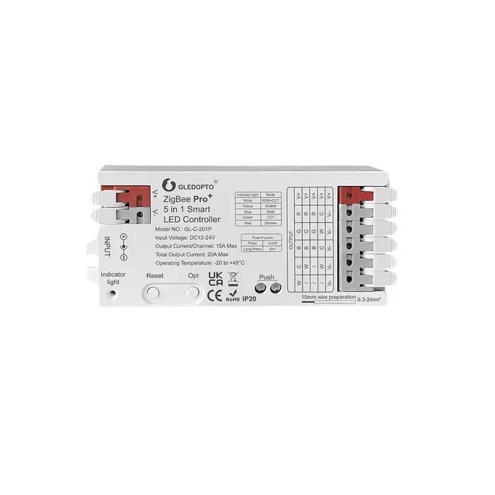 ZigBee3.0 Pro + 12V 24V 5 en 1 contrôleur de bande LED intelligent Max 20A couleur unique/CCT/RGB/RG