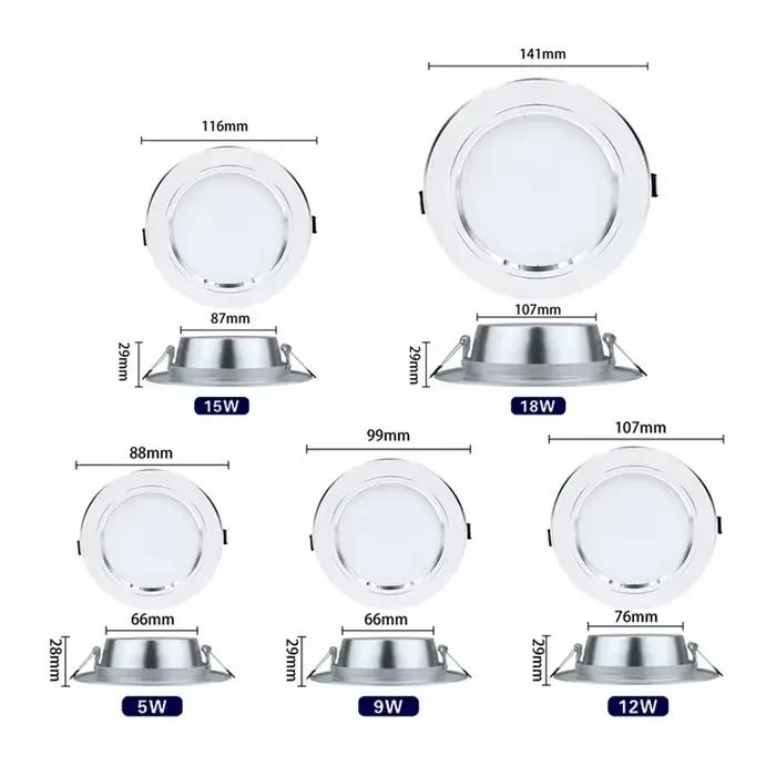 6 pcs/lot LED Downlight 5 W 9 W 12 W 15 W 18 W AC 220 V 230 V 240 V LED plafond salle de bain lampes