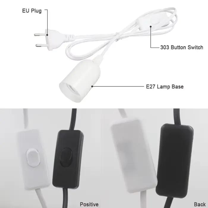 Bases de lampe E27, lampes suspendues, câble d'alimentation de 1.8m, adaptateur de prise ue/US avec 