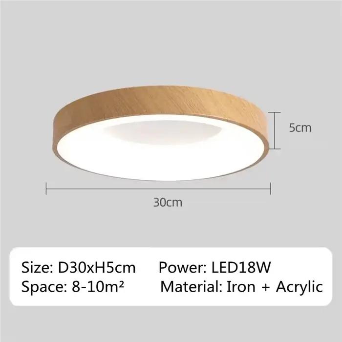 Plafonnier LED Rond en Bois au Design Nordique Moderne, Luminaire Décoratif de Plafond avec Télécomm