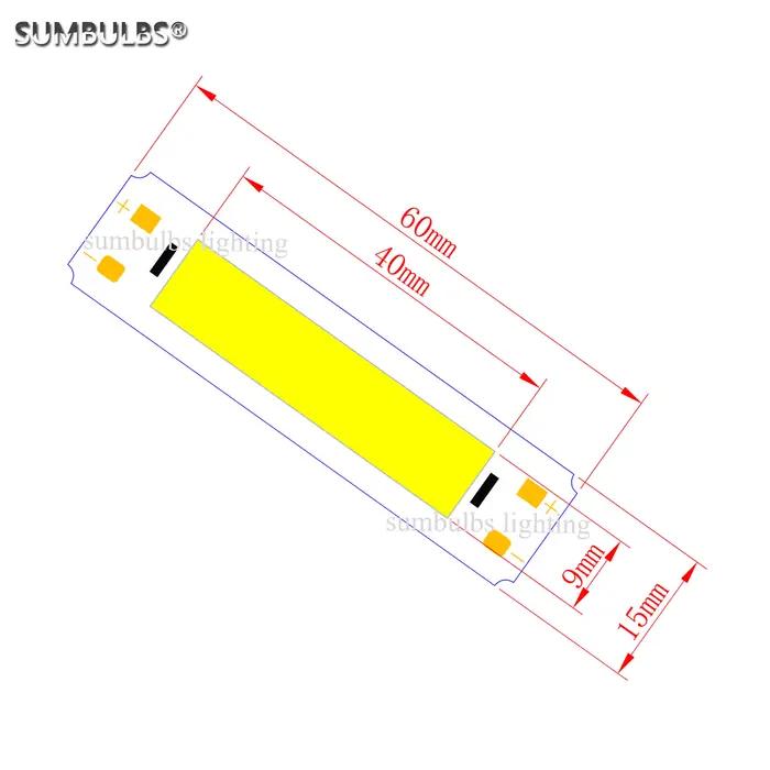 SUMBULBS 5V entrée cob led ampoule bande source de lumière pour bricolage USB led éclairage 2W 60*15