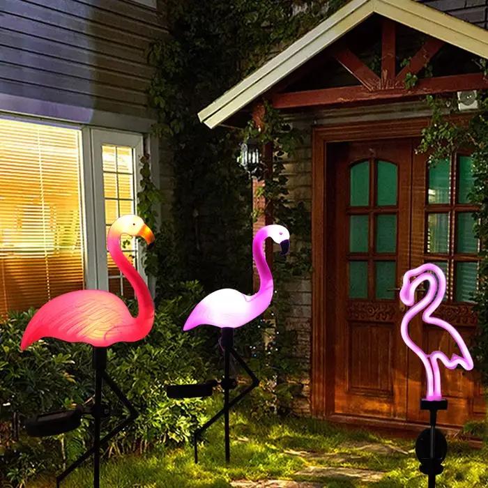 Lumière solaire LED en forme de flamant rose, lampe d'extérieur pour cour, jardin, piquet étanche, d