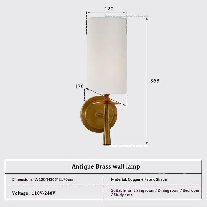Applique murale Phube Autique en laiton avec abat-jour blanc crème, lampe murale moderne, éclairage 