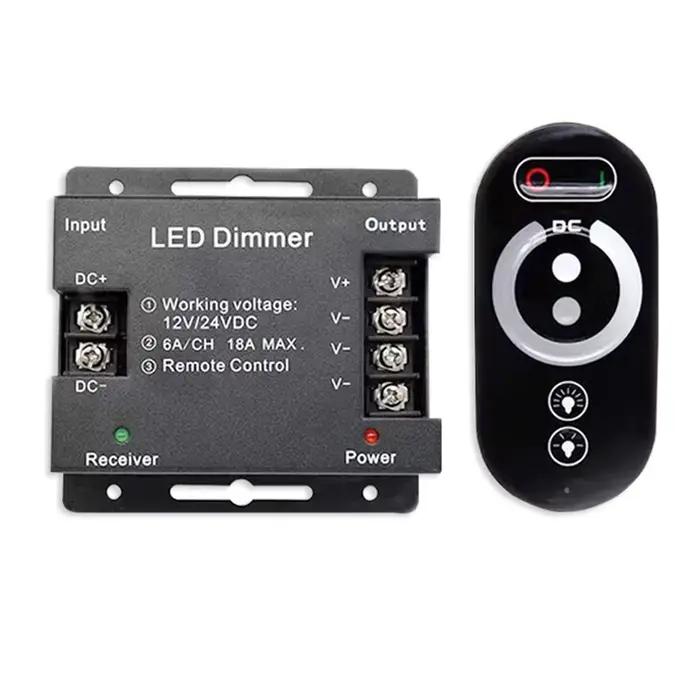 Contrôleur de Bande Lumineuse LED RF 12/24V DC 18A, 1 Canal PWM, Gradateur de Signal de Lampe, Téléc