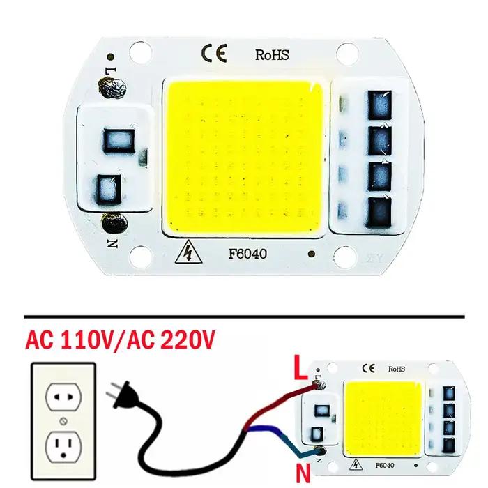 LED COB lampe perle 20W 30W 50W 220V IP65 IC intelligent pas besoin de pilote bricolage projecteur L