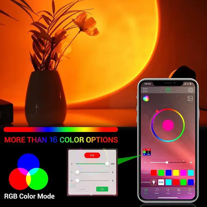 Lampe de projecteur de coucher de soleil arc-en-ciel, veilleuse intelligente Bluetooth, pour la mais