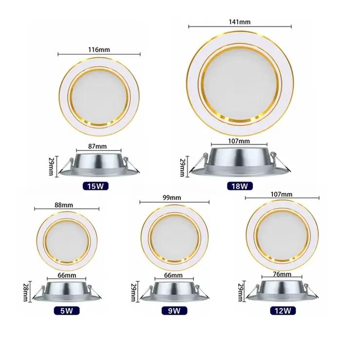 6 pcs/lot LED Downlight 5 W 9 W 12 W 15 W 18 W AC 220 V 230 V 240 V LED plafond salle de bain lampes