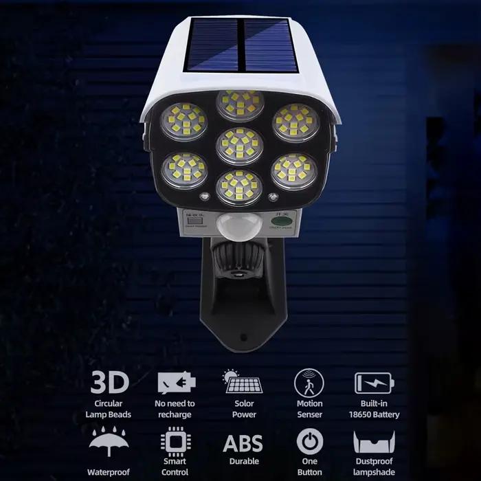 Lampes solaires à détecteur de mouvement extérieur, budgétaire à 77 LED, étanche, sans fil, fausse c