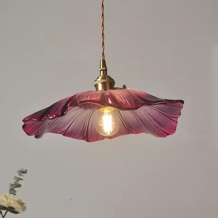 Lampe Suspendue Vintage en Verre à Fleurs, Luminaire Décoratif d'Nik, Idéal pour un Salon, une Chamb