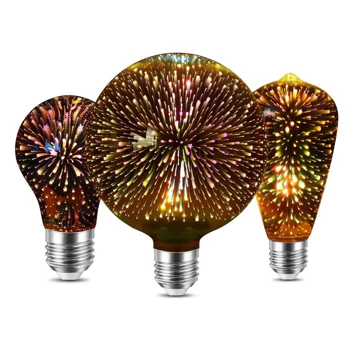 Ampoules à incandescence LED Vintage effet feu d'artifice 3D, lampe Edison rétro E27 AC110V-220V, am