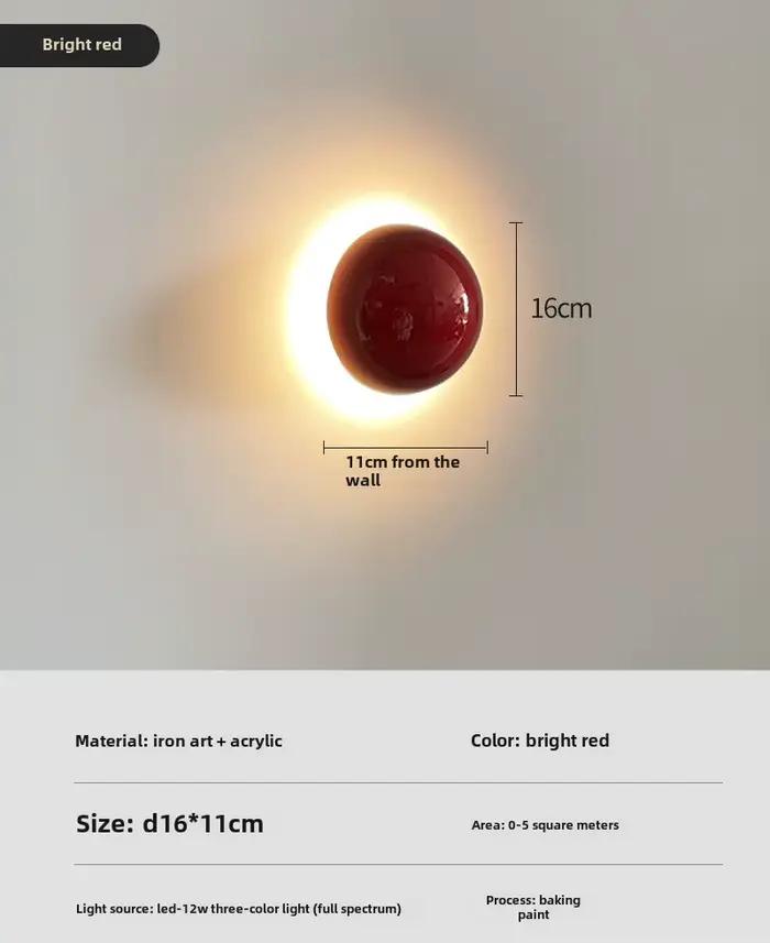 Lampe de mur LED moderne rouge rond en métal appliques murales pour chambre salon couloir plafonnier