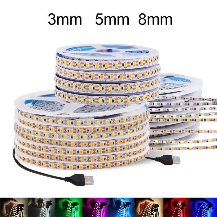 Bande lumineuse LED USB blanche chaude, éclairage de fond TV, lampe de décoration intérieure, bande,