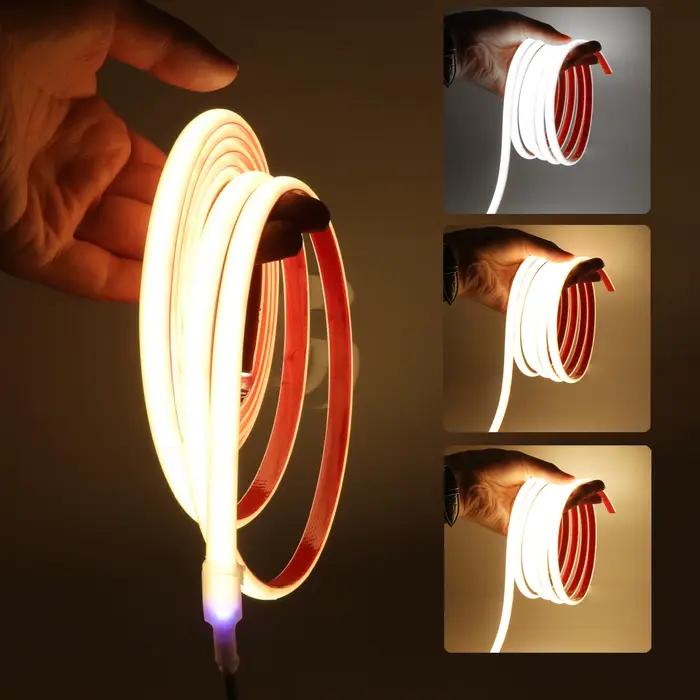 Tuya Wifi Smart COB LED bande lumineuse IP68 étanche COB LED bande 12V 24V 320leds Dimmable Flexible