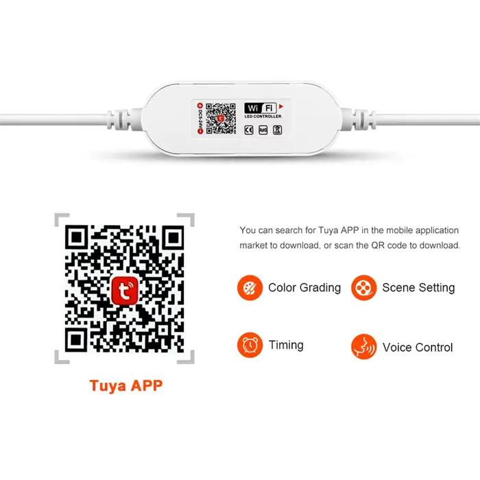 Contrôleur LED 12V Tuya WIFI Google Home Alexa commande vocale adapté à une bande lumineuse LED coul