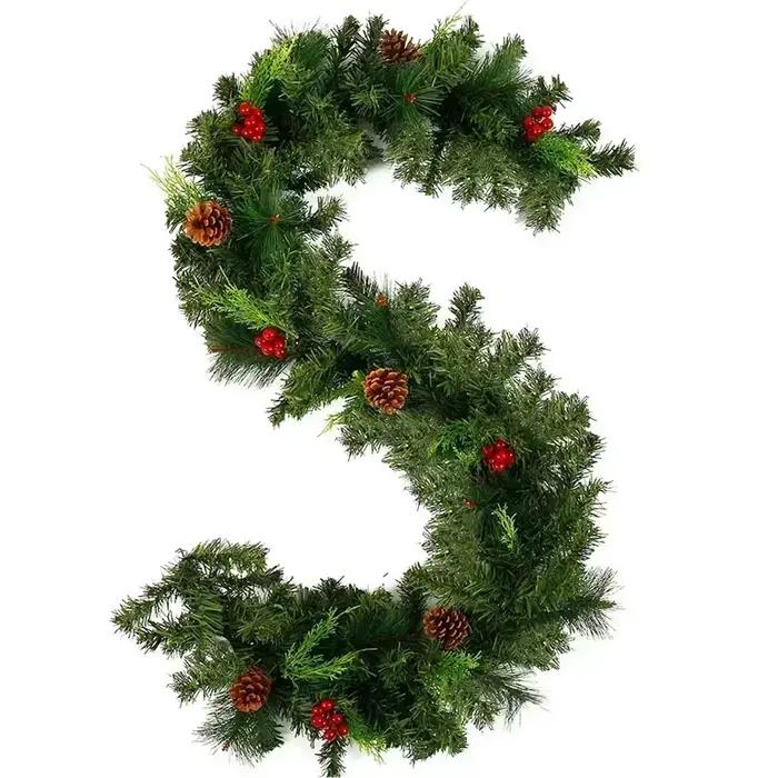 Guirxiété de Noël Artificielle en Rotin à LED, 1.8/2.7m, Décoration pour Arbre, Nouvel An
