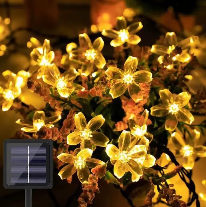 Guirlande lumineuse Led solaire d'extérieur, fleurs de cerisier, 8 Modes d'éclairage, lampe solaire 