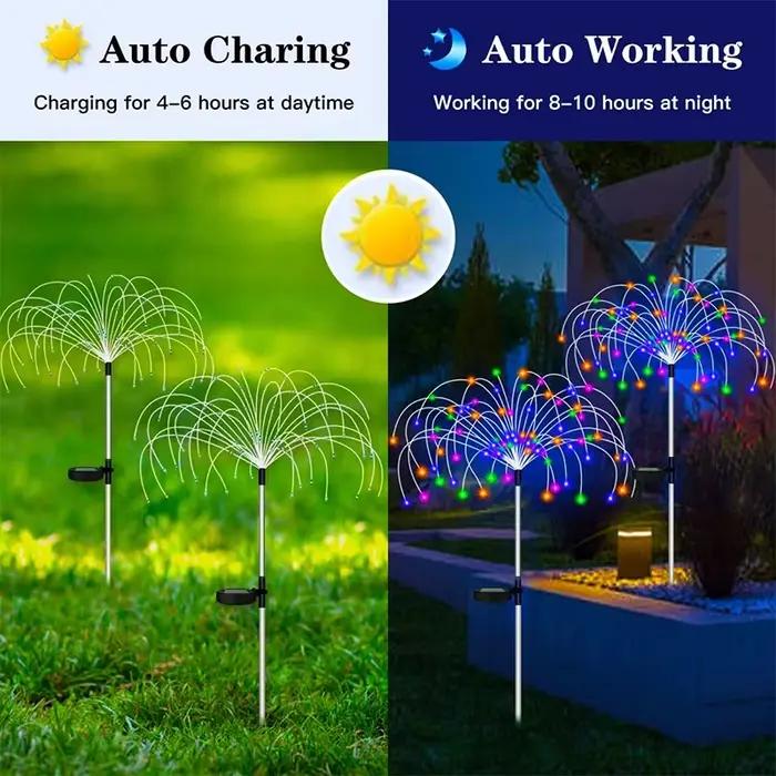 Solaire LED feu d'artifice fée lumières extérieur étanche décoration de jardin pelouse voie lampe so