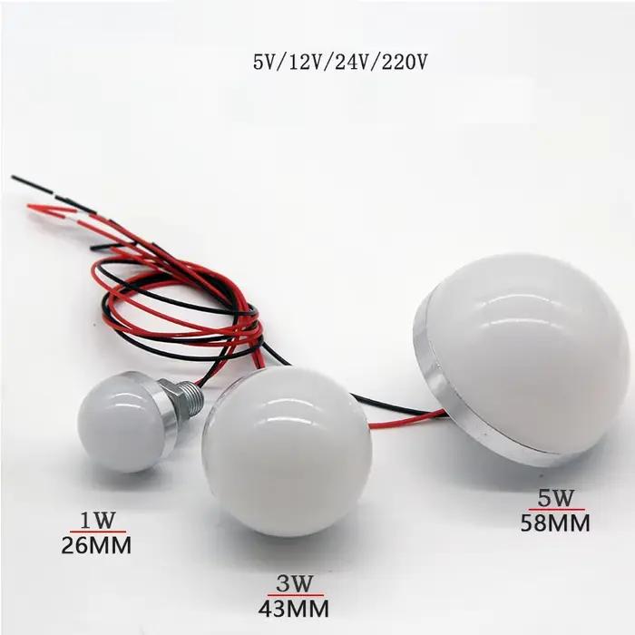 10 pièces DC5v 12v 24v AC220v petite Mini lampe ronde LED à bulles 9w 7w 5w 3w 77mm 58mm 43mm 35mm 3