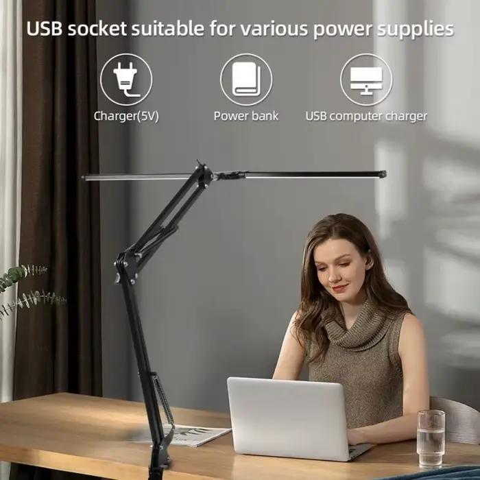 Lampes de bureau LED à intensité variable en continu, moniteur d'ordinateur, lampe de Table USB pour