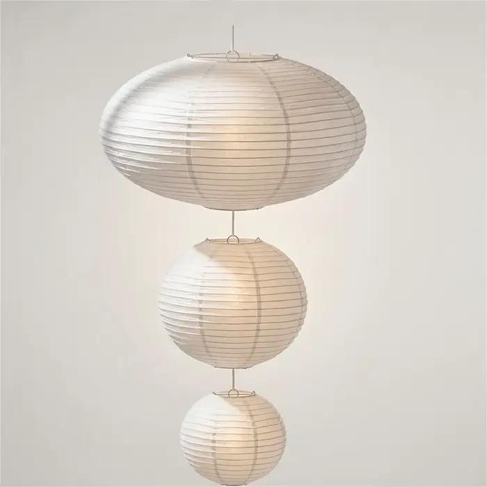 Abat-jour en papier blanc à 3 niveaux, 16, 12, 10 pouces, style japonais, pour suspension de plafond