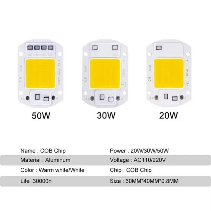 LED COB lampe perle 20W 30W 50W 220V IP65 IC intelligent pas besoin de pilote bricolage projecteur L
