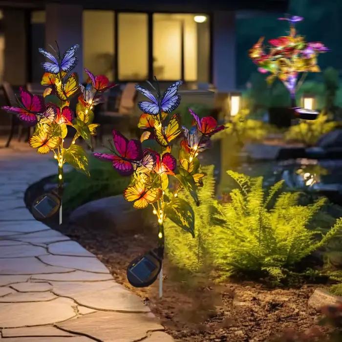 Lampe solaire de jardin en forme de papillon, lampe solaire extérieure, en plastique, idéale pour la
