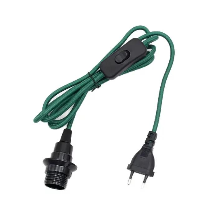 Cordon d'alimentation Standard ue de 2m avec interrupteur, support d'ampoule E14, douille de lampe p