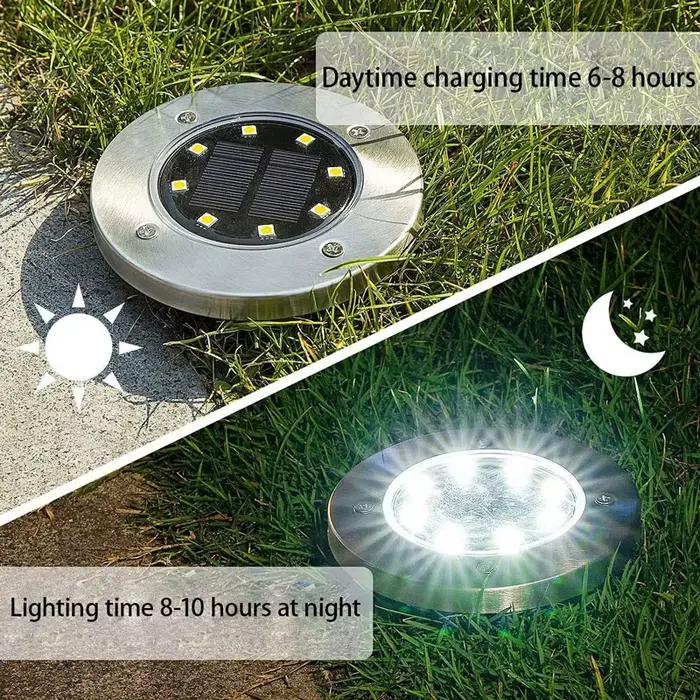 4 pièces lampadaire LED solaire 4LED/8LED lumière extérieure de pelouse lampes souterraines imperméa
