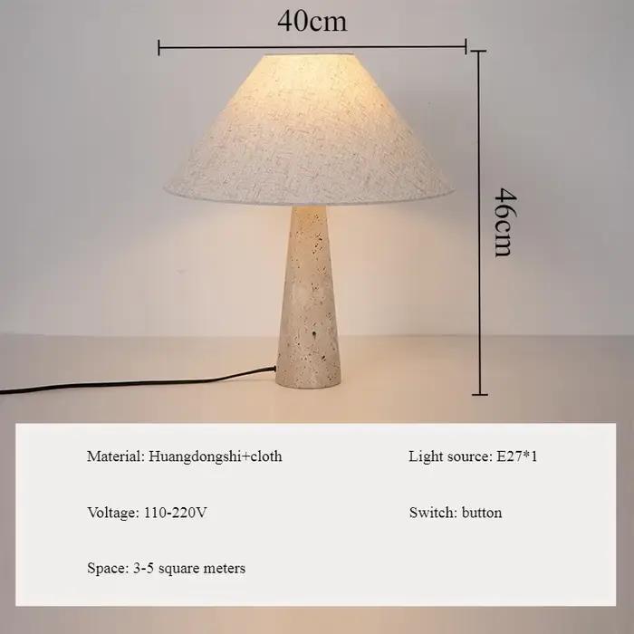 Lampe de table en tissu travertin jaune, lampe de table en marbre japonais pour salon, chambre à cou