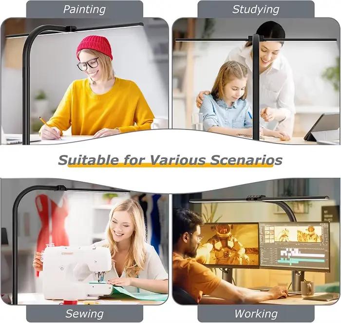 Lampe de bureau à Clip LED à Double tête