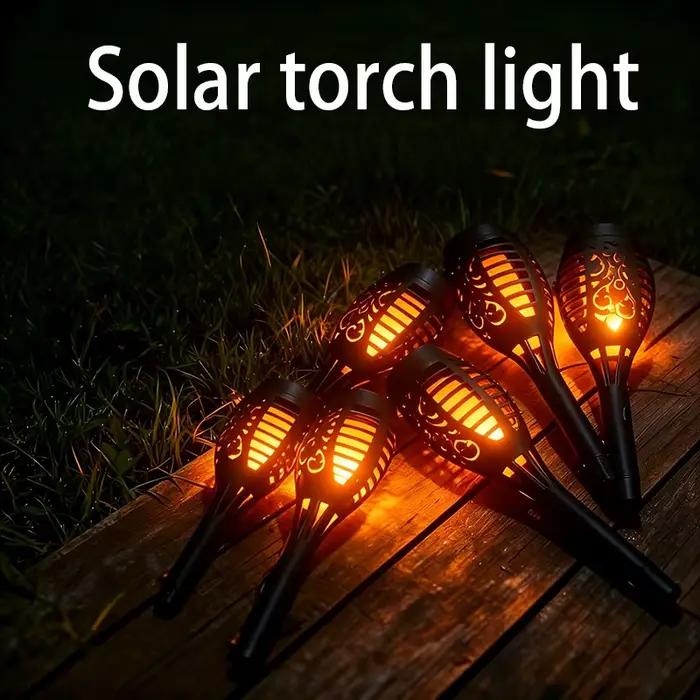 Lampe torche solaire à flamme vacillante, détection intelligente de la lumière, éclairage extérieur pour aménagement paysager, lumières décoratives pour jardins, patio, chemin, pelouse