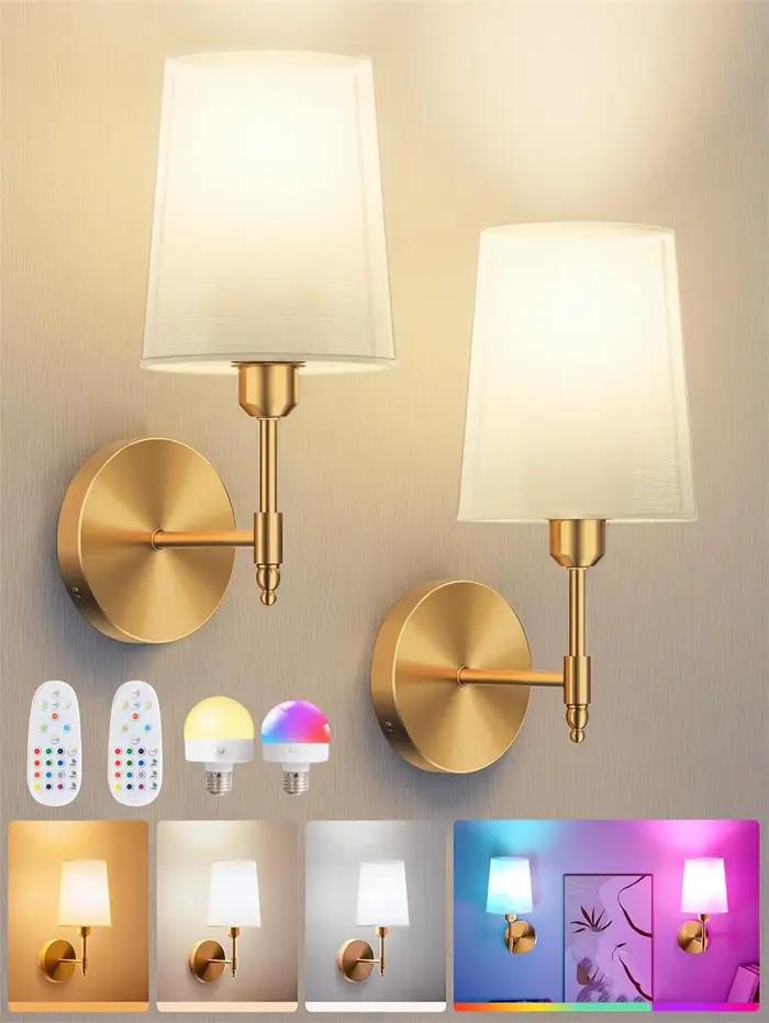 Sans fil rechargeable alimenté par batterie Wall Band 4000mah dimmable amovible ampoule et télécommande 15 couleurs sans fil applique murale pour chambre à coucher salon couloir décoration