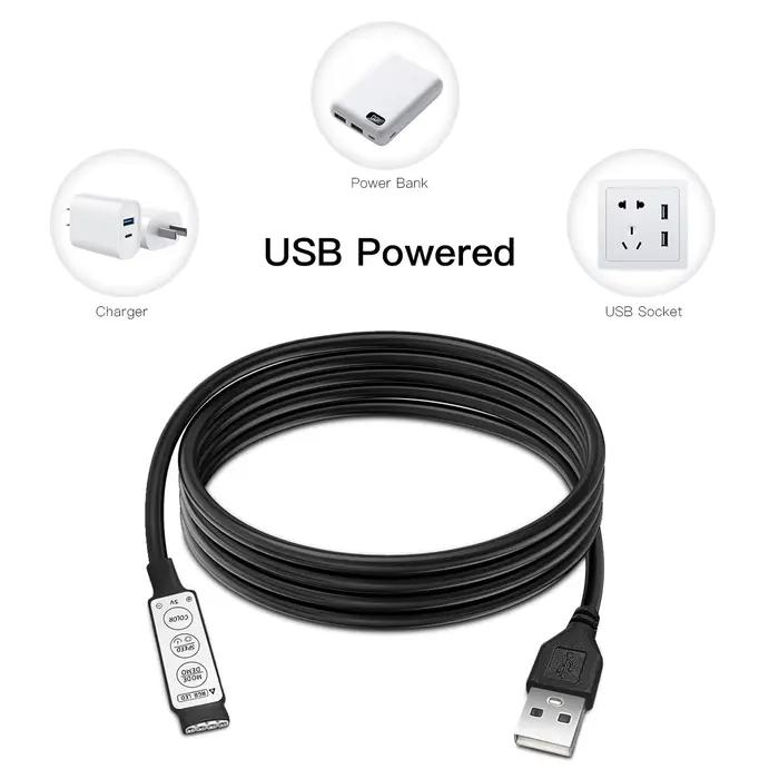 Mini contrôleur de bande lumineuse LED RGB à 3 touches, USB 5V pour bande lumineuse LED RGB, lampe à ruban