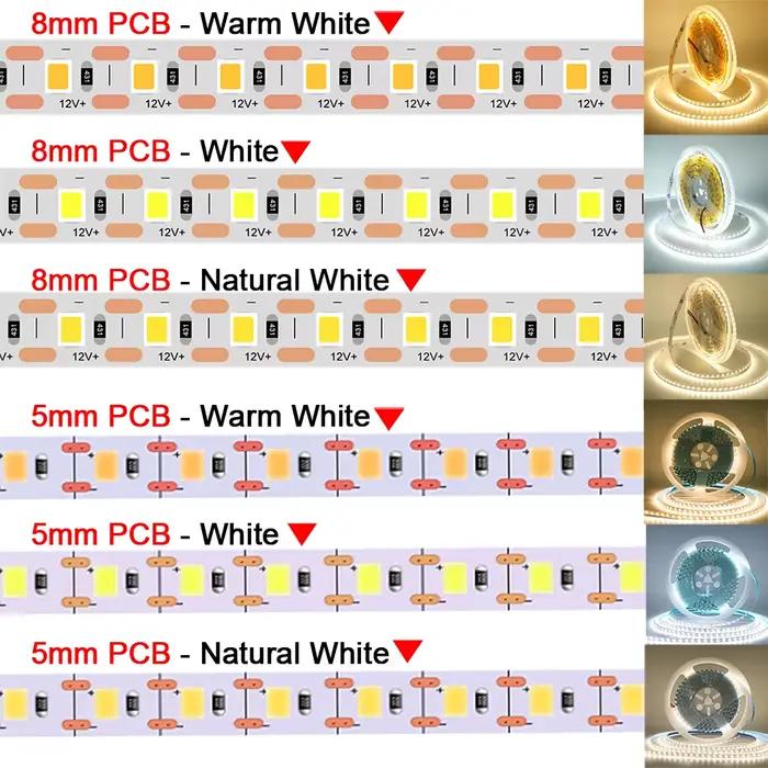 Bande lumineuse LED PCB, 5mm 8mm, 1 LED coupée, 5m, 12V, 24V, SMD 2835, 120 diodes/m, ruban Flexible haute luminosité pour éclairage domestique