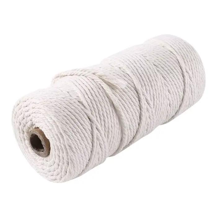 Cordon en coton macramé FLYY-Macrame 3 mm avec perles, corde en bois, tige en bois avec crochets pour suspensions murales de plantes, kit macramé