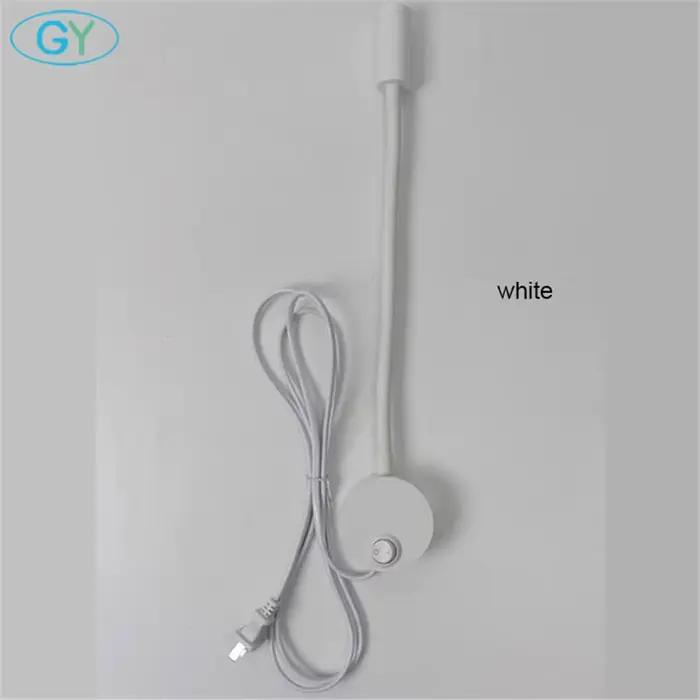 Applique murale LED flexible à col de cygne avec prise, 3 Watts (3W), pour chambre à coucher, lecture, salle de bain, noir et blanc