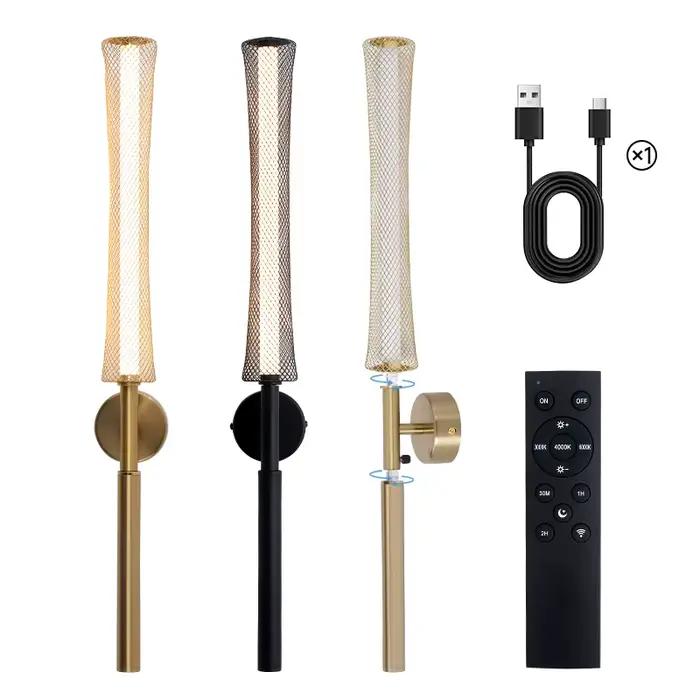 Lampe murale à piles noire et or 66 cm
