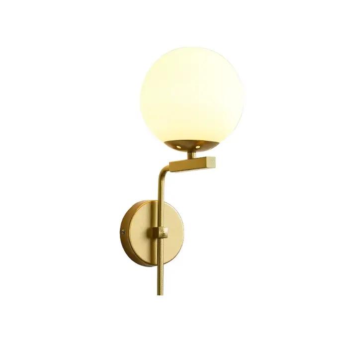 Applique murale moderne en verre, luminaire nordique rond doré créatif, luminaire décoratif d'intérieur, idéal pour une maison, un chevet, un salon ou une cuisine