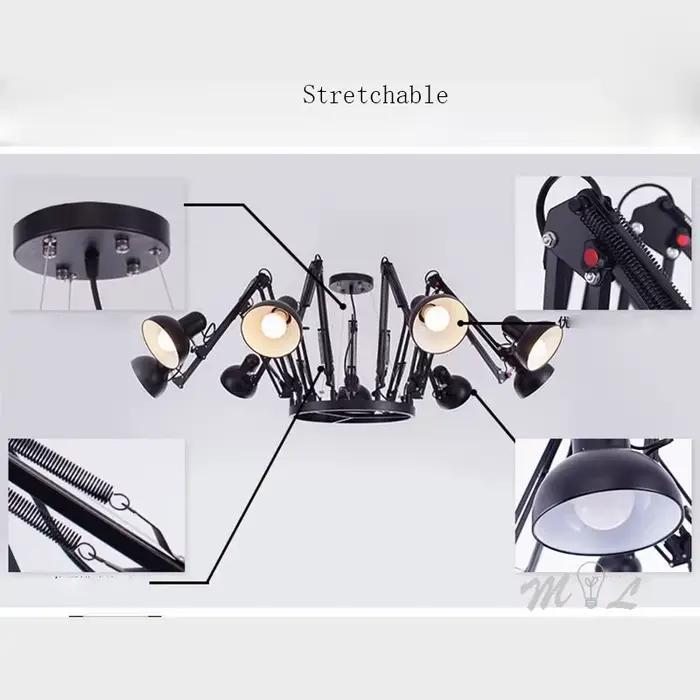 Lampe Suspendue en Forme d'Araignée Extensible au Design Moderne, Luminaire Décoratif d'Nik, Idéal pour un Salon, un Bureau, un Hall d'Hôtel ou une Chambre à Coucher