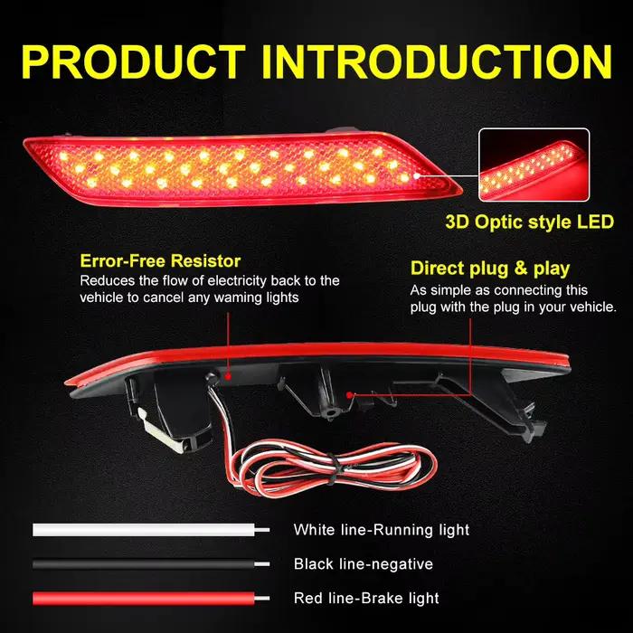 Pour 2013-2015 Honda Civic Sedan OEM: 33505TR0A51 2 pièces feux de réflecteur de pare-chocs LED, fonction comme feux antibrouillard arrière, frein et arrière