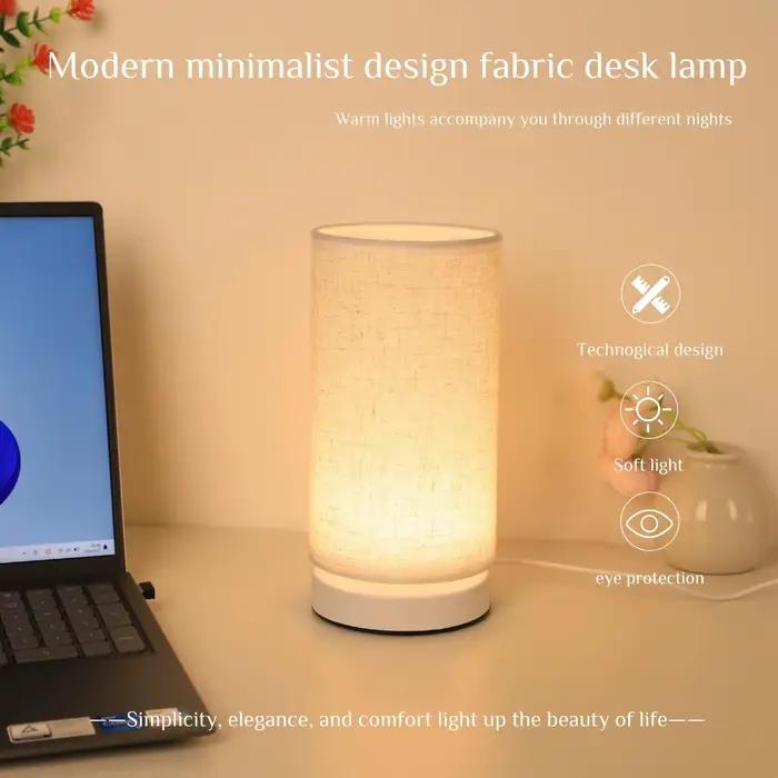 Lampe de bureau en tissu nordique, lumière chaude USB, adaptée aux salons, chambres à coucher, bureaux – cadeau parfait pour les vacances et les anniversaires